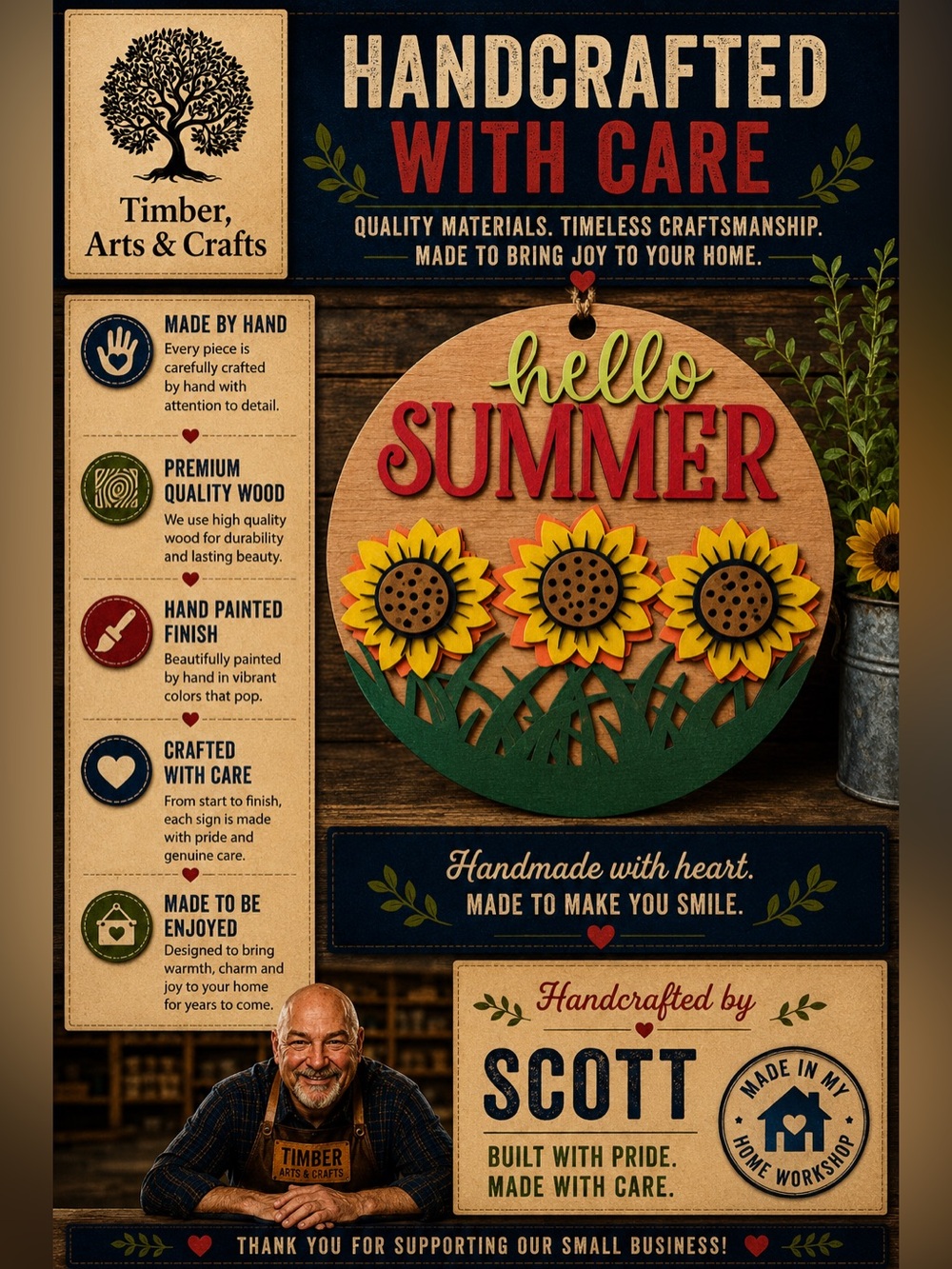 Hello Sunflower Summer Wall Decor